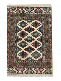 84X124 絨毯 オリエンタル トルクメン ブラック/ベージュ (ウール, ペルシャ/イラン) Carpetvista