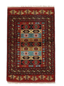 81X122 絨毯 トルクメン オリエンタル ブラック/ダークレッド (ウール, ペルシャ/イラン) Carpetvista