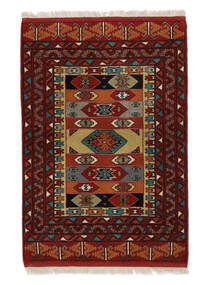  Persischer Turkaman Teppich 85X125 Schwarz/Dunkelrot (Wolle, Persien/Iran)