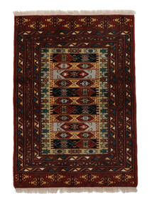  Orientalischer Turkaman Teppich 87X120 Schwarz/Braun Wolle, Persien/Iran Carpetvista