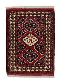 86X115 Turkaman Vloerkleed Oosters Zwart/Donkerrood (Wol, Perzië/Iran) Carpetvista