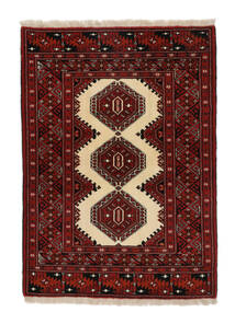  Persischer Turkaman Teppich 87X122 Schwarz/Dunkelrot (Wolle, Persien/Iran)