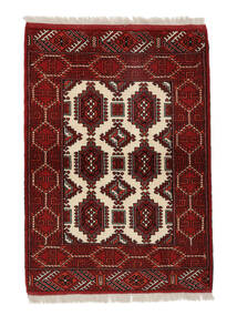  Persischer Turkaman Teppich 88X122 Schwarz/Dunkelrot (Wolle, Persien/Iran)