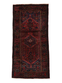 Hamadan Teppe 102X205 Svart/Mørk Rød Ull, Persia/Iran Carpetvista