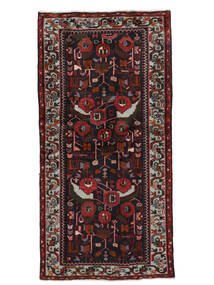 Hamadan Matot Matto 102X204 Musta/Tummanpunainen Villa, Persia/Iran Carpetvista