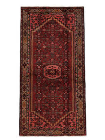 Hamadan Rug 102X198 Black/Dark Red Wool, Persia/Iran Carpetvista