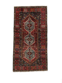 絨毯 ハマダン 103X194 ブラック/ダークレッド (ウール, ペルシャ/イラン)