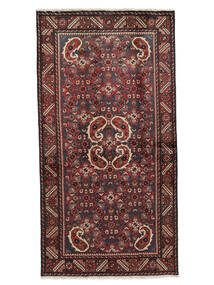  Hamadan Rug 103X204 Persian Wool Black/Dark Red Small Carpetvista