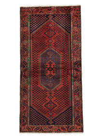  Hamadan Rug 103X207 Persian Wool Black/Dark Red Small Carpetvista