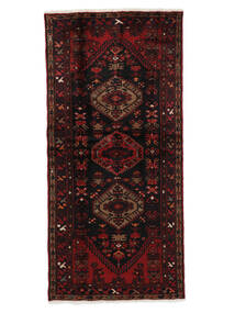  Hamadan Rug 96X202 Persian Wool Black/Dark Red Small Carpetvista