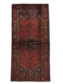 Hamadan Rug 103X204 Black/Dark Red Wool, Persia/Iran Carpetvista