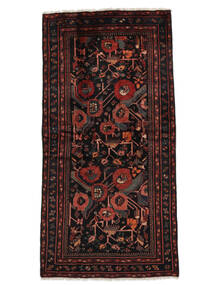 Hamadan Rug 111X220 Black/Dark Red Wool, Persia/Iran Carpetvista