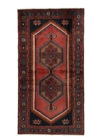 103X198 絨毯 オリエンタル ハマダン ブラック/ダークレッド (ウール, ペルシャ/イラン) Carpetvista