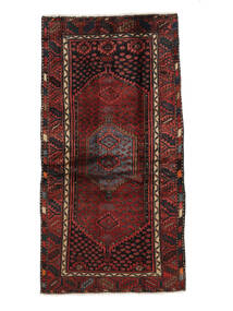  Hamadan Rug 97X190 Persian Wool Black/Dark Red Small Carpetvista