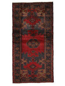 Hamadan Rug 101X200 Black/Dark Red Wool, Persia/Iran Carpetvista