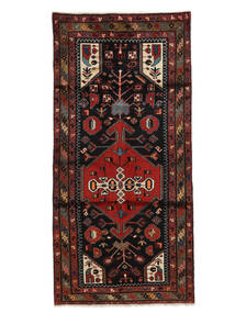  Hamadan Rug 95X198 Persian Wool Black/Dark Red Small Carpetvista