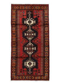 Tapete Hamadã 97X195 Preto/Vermelho Escuro (Lã, Pérsia/Irão)