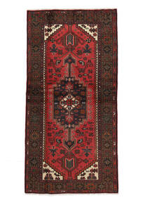 絨毯 ハマダン 98X197 ブラック/ダークレッド (ウール, ペルシャ/イラン)