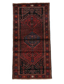 Hamadan Rug 99X198 Black/Dark Red Wool, Persia/Iran Carpetvista