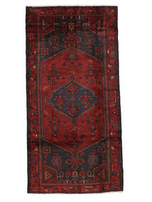 Hamadan Rug 107X210 Black/Dark Red Wool, Persia/Iran Carpetvista