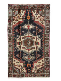 絨毯 ペルシャ ハマダン 104X184 ブラック/ダークレッド (ウール, ペルシャ/イラン)