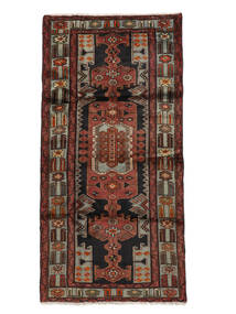  Hamadan Rug 98X196 Persian Wool Black/Dark Red Small Carpetvista
