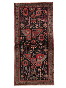 103X214 Tapete Oriental Hamadã Preto/Vermelho Escuro (Lã, Pérsia/Irão) Carpetvista