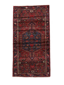  Hamadan Rug 105X204 Persian Wool Black/Dark Red Small Carpetvista