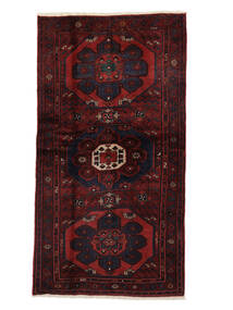 Hamadan Rug 108X205 Black/Dark Red Wool, Persia/Iran Carpetvista