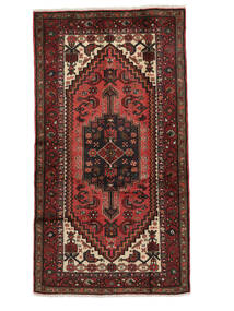 絨毯 ペルシャ ハマダン 100X186 ブラック/ダークレッド (ウール, ペルシャ/イラン)