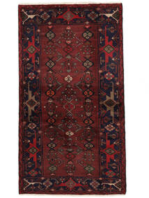 110X198 Hamadan Teppich Orientalischer Schwarz/Dunkelrot (Wolle, Persien/Iran) Carpetvista