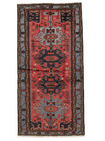 Hamadan Rug 104X207 Persian Wool Black/Dark Red Small Carpetvista