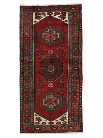 Hamadan Rug 105X210 Black/Dark Red Wool, Persia/Iran Carpetvista