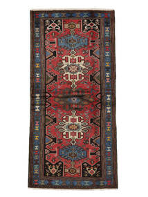 100X208 絨毯 オリエンタル ハマダン ブラック/ダークレッド (ウール, ペルシャ/イラン) Carpetvista