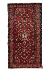  Persischer Hamadan Teppich 104X198 Schwarz/Dunkelrot (Wolle, Persien/Iran)