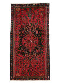 Hamadan Teppe 98X193 Svart/Mørk Rød Ull, Persia/Iran Carpetvista