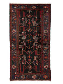 104X195 絨毯 オリエンタル ハマダン ブラック/ダークレッド (ウール, ペルシャ/イラン) Carpetvista