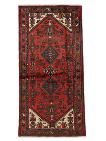  Hamadan Rug 98X200 Persian Wool Black/Dark Red Small Carpetvista