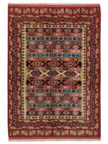 140X192 絨毯 トルクメン オリエンタル ダークレッド/ブラック (ウール, ペルシャ/イラン) Carpetvista