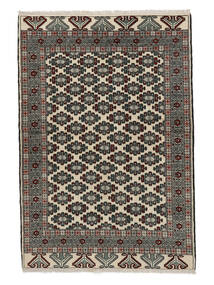Turkaman Vloerkleed 160X234 Zwart/Bruin Wol, Perzië/Iran Carpetvista