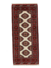 絨毯 トルクメン 83X193 廊下 カーペット ブラック/ダークレッド (ウール, ペルシャ/イラン)