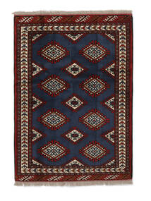  Turkaman Tappeto 104X144 Persiano Di Lana Nero/Rosso Scuro Piccolo Carpetvista