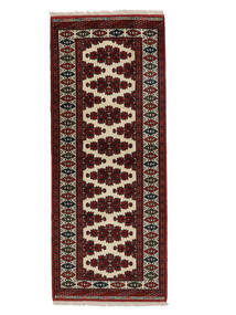 絨毯 トルクメン 81X202 廊下 カーペット ブラック/ダークレッド (ウール, ペルシャ/イラン)