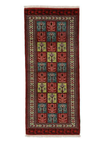 Turkaman Rug 81X190 Runner
 Black/Dark Red Wool, Persia/Iran Carpetvista