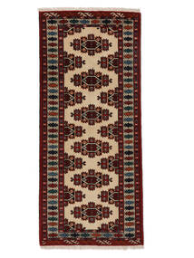 Turkaman Vloerkleed 86X197 Tapijtloper Zwart/Oranje Wol, Perzië/Iran Carpetvista