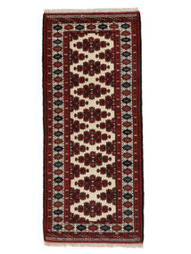 Turkaman Matta 84X194 Hallmatta Svart/Mörkröd Ull, Persien/Iran Carpetvista
