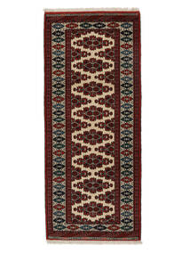 絨毯 トルクメン 83X197 廊下 カーペット ブラック/ダークレッド (ウール, ペルシャ/イラン)