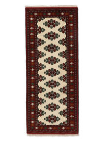 絨毯 トルクメン 85X203 廊下 カーペット ブラック/オレンジ (ウール, ペルシャ/イラン)