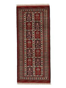 82X189 絨毯 トルクメン オリエンタル 廊下 カーペット ブラック/ダークレッド (ウール, ペルシャ/イラン) Carpetvista