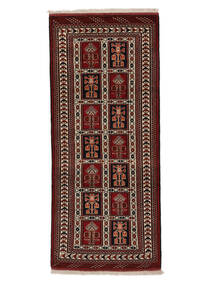 Dywan Perski Turkmeński 83X195 Chodnikowy Czarny/Ciemnoczerwony (Wełna, Persja/Iran)